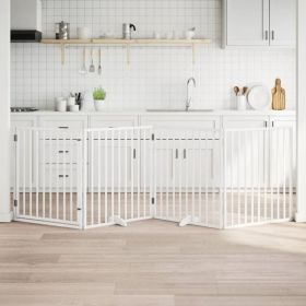 Dog Gate Set of 4 White Poplar Wood Foldable Dog Gate