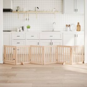 Dog Gate Set of 6 Light brown Poplar wood 118.1 in total length